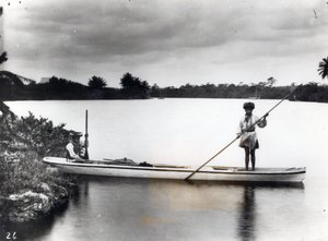 Seminole-indianen in een kano